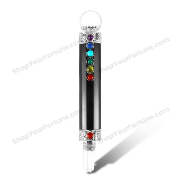 Black Tourmaline Seven Chakra Wand