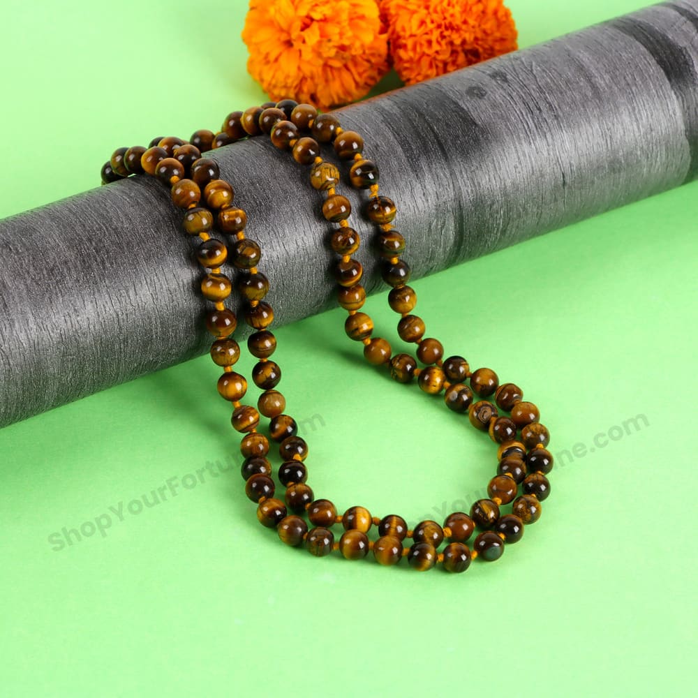 Yellow Tiger Eye Mala | Tripple Protection