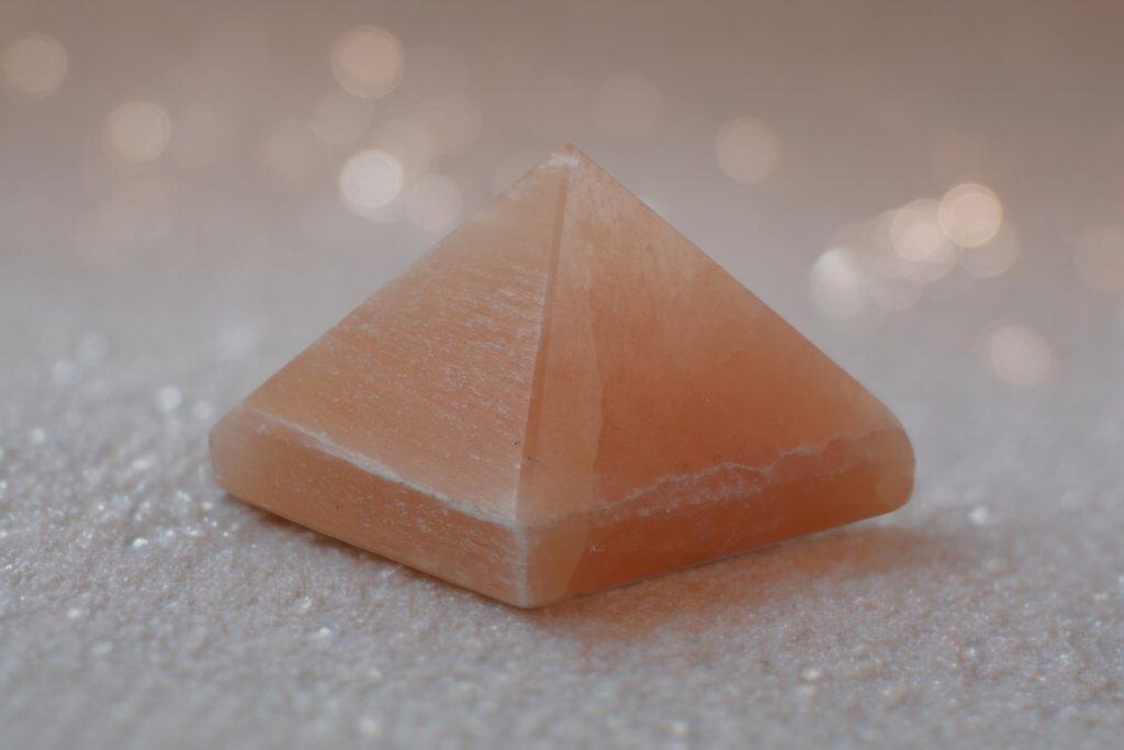 Orange Selenite pyramid